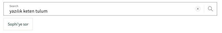 The theme's search field with the Sophi 'Sophi'ye sor' button right below it.